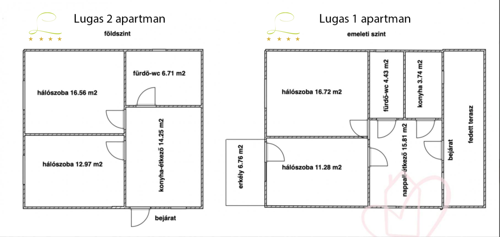 alaprajz Lugas Apartman **** Miskolctapolca - Kiadó Apartman