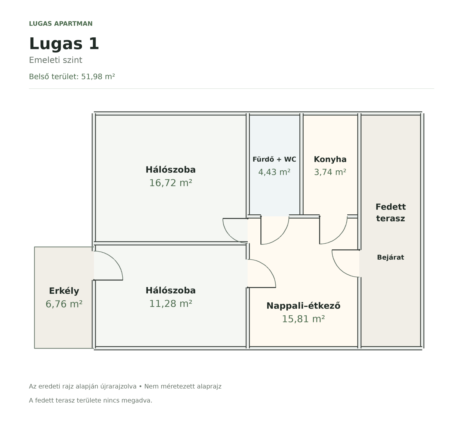 Lugas Apartman 1 alaprajza, emeleti szint